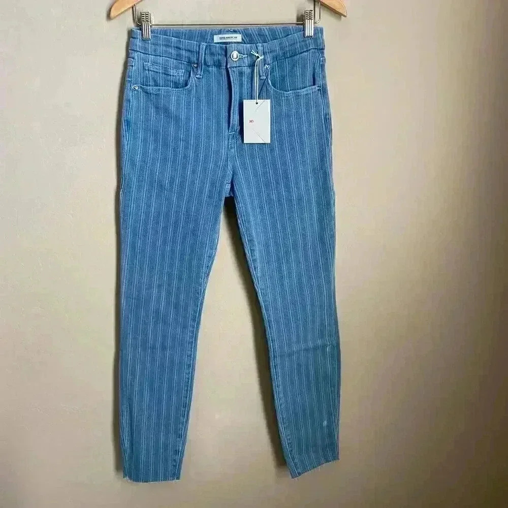 Good American Good Legs Stripe Skinny Jeans